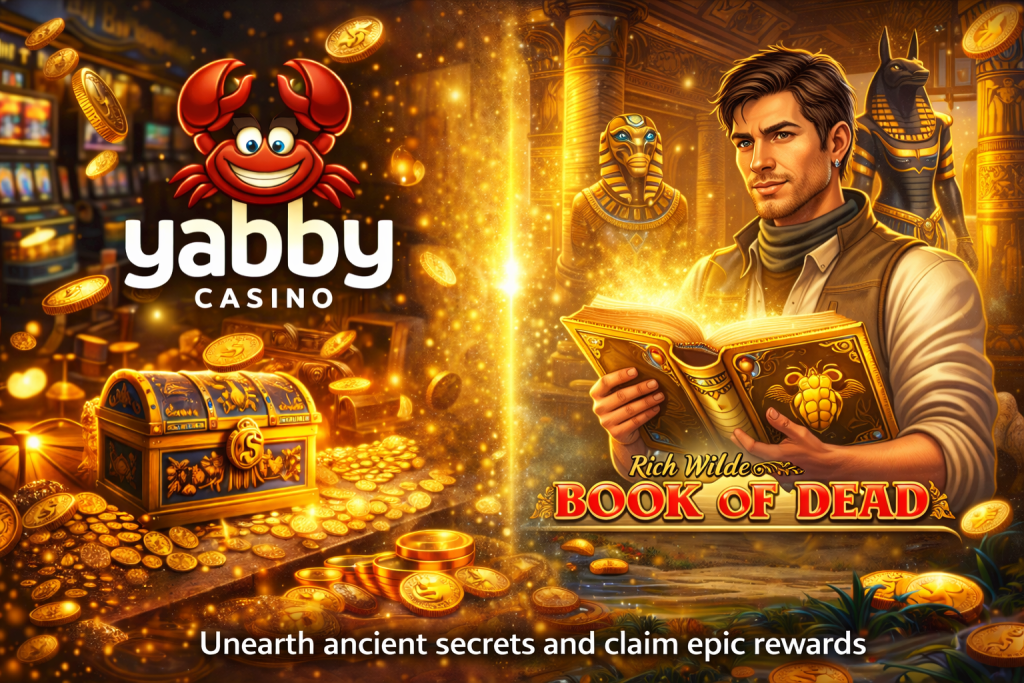 Adventure slot banner with ancient book, treasure, and Egyptian theme