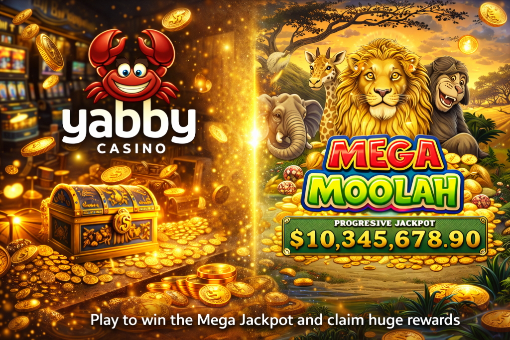 Jackpot slot banner with wild animals, gold coins, and massive prize pool
